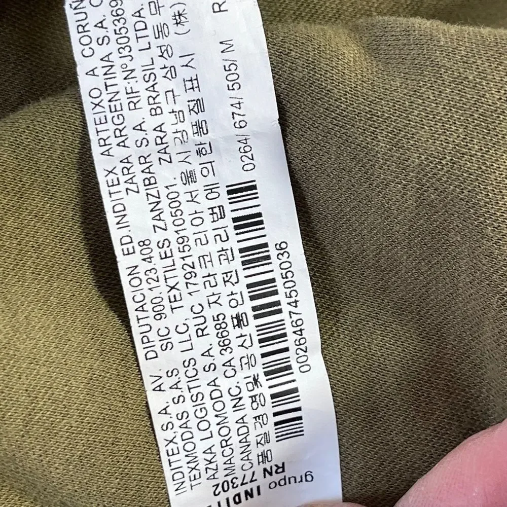 Zara Basic Military Green Raw Trim/Raw Hem Open Cardigan‎ Sz M